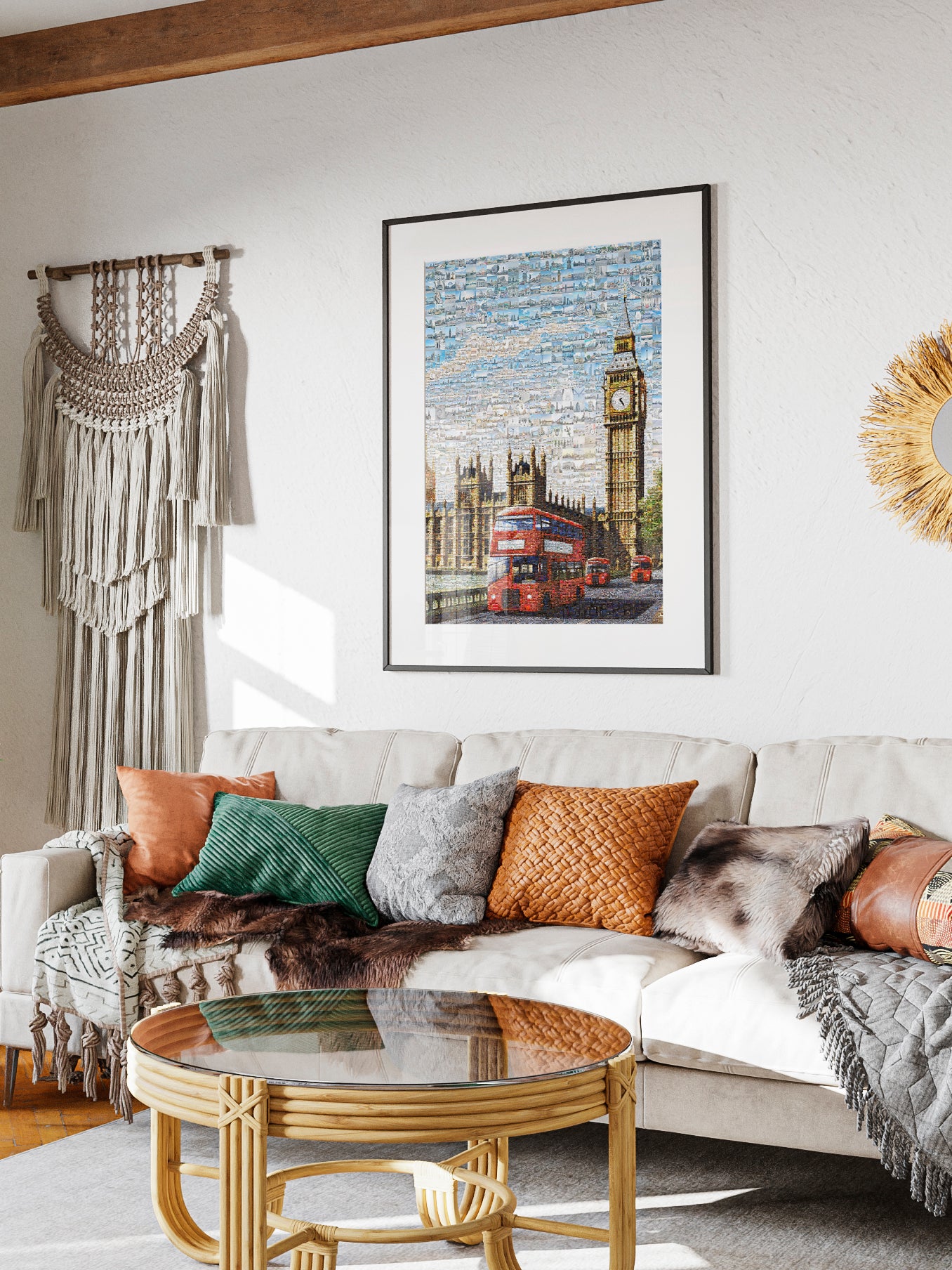 Stunning London Mosaic Artwork Featuring Iconic Landmarks and Red Buses AtelierMosaics