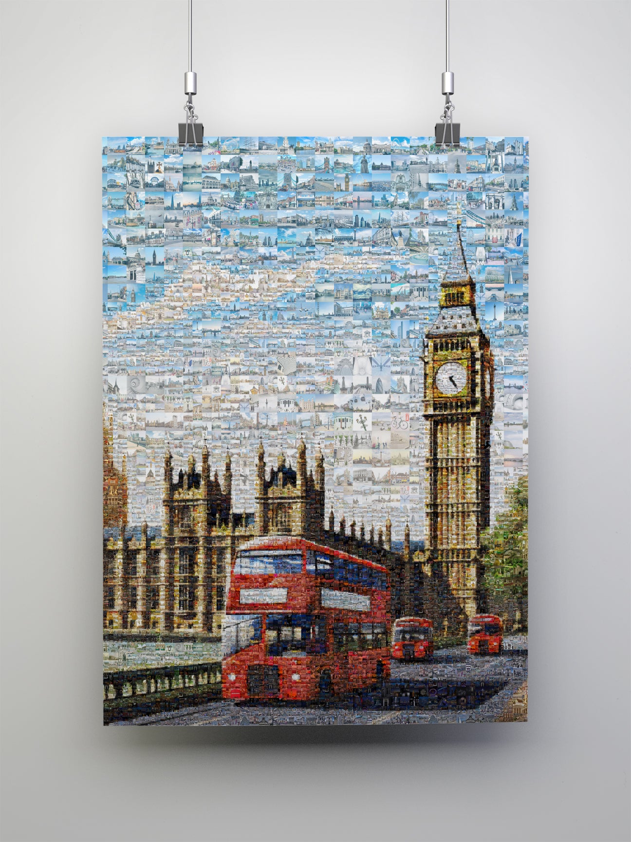 Stunning London Mosaic Artwork Featuring Iconic Landmarks and Red Buses AtelierMosaics