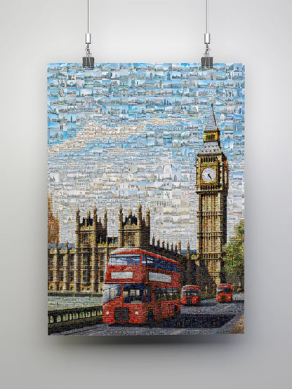 Stunning London Mosaic Artwork Featuring Iconic Landmarks and Red Buses AtelierMosaics