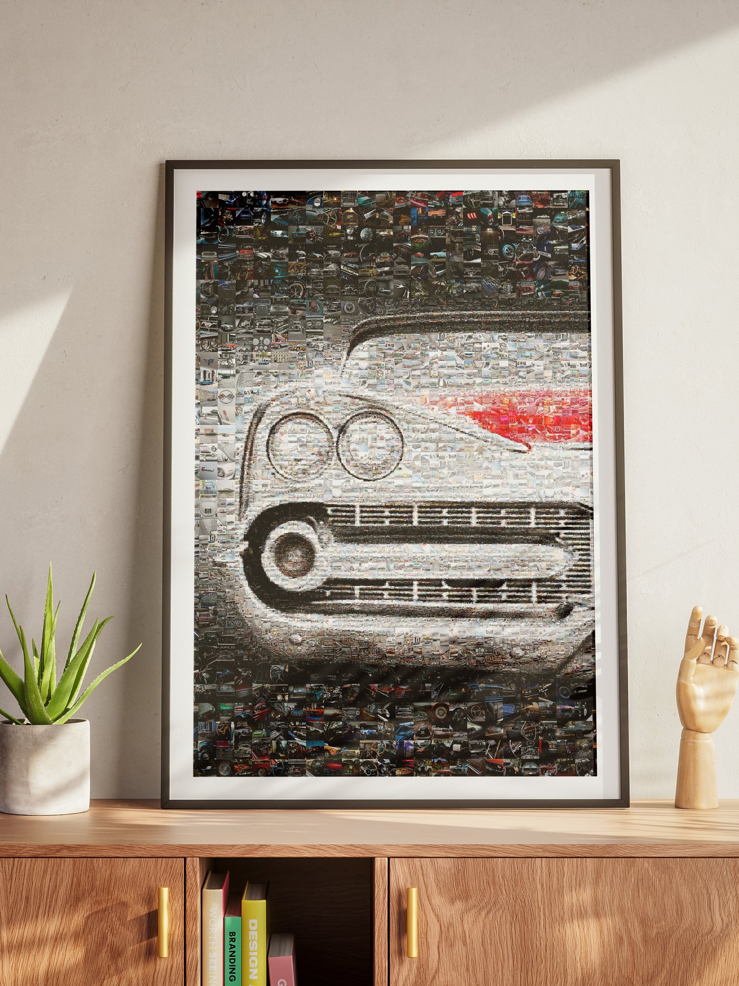 Vintage Car Mosaic Artwork - Unique Collage of Classic Automotive Treasures for Car Enthusiasts AtelierMosaics