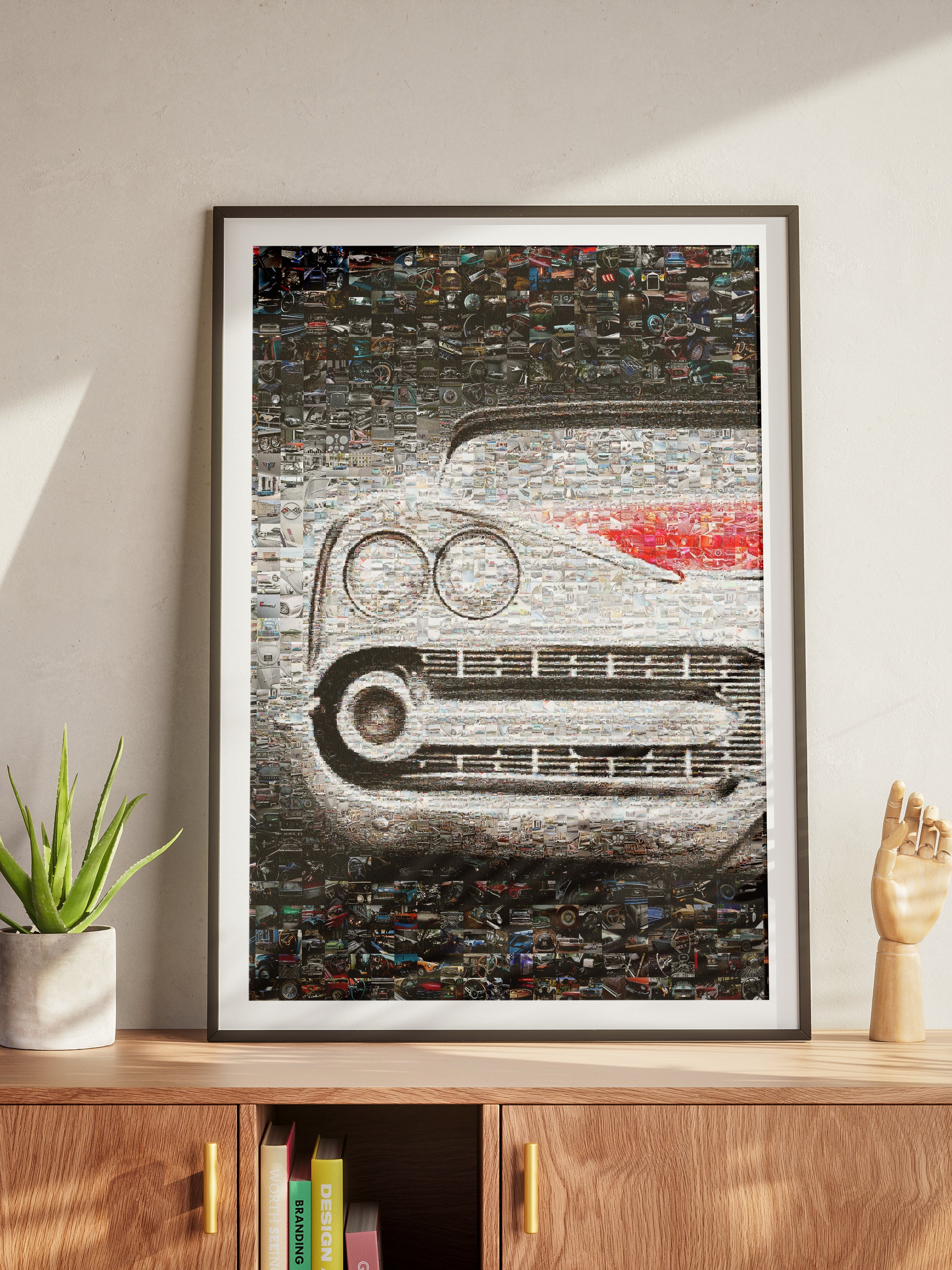 Vintage Car Mosaic Artwork - Unique Collage of Classic Automotive Treasures for Car Enthusiasts AtelierMosaics