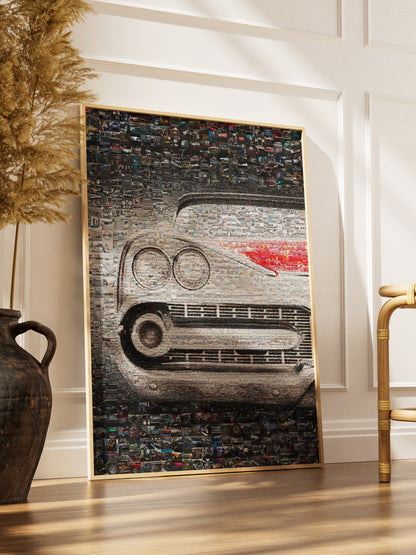 Vintage Car Mosaic Artwork - Unique Collage of Classic Automotive Treasures for Car Enthusiasts AtelierMosaics