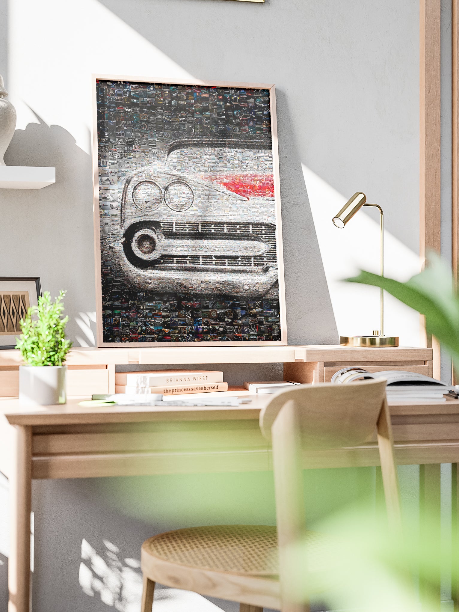 Vintage Car Mosaic Artwork - Unique Collage of Classic Automotive Treasures for Car Enthusiasts AtelierMosaics