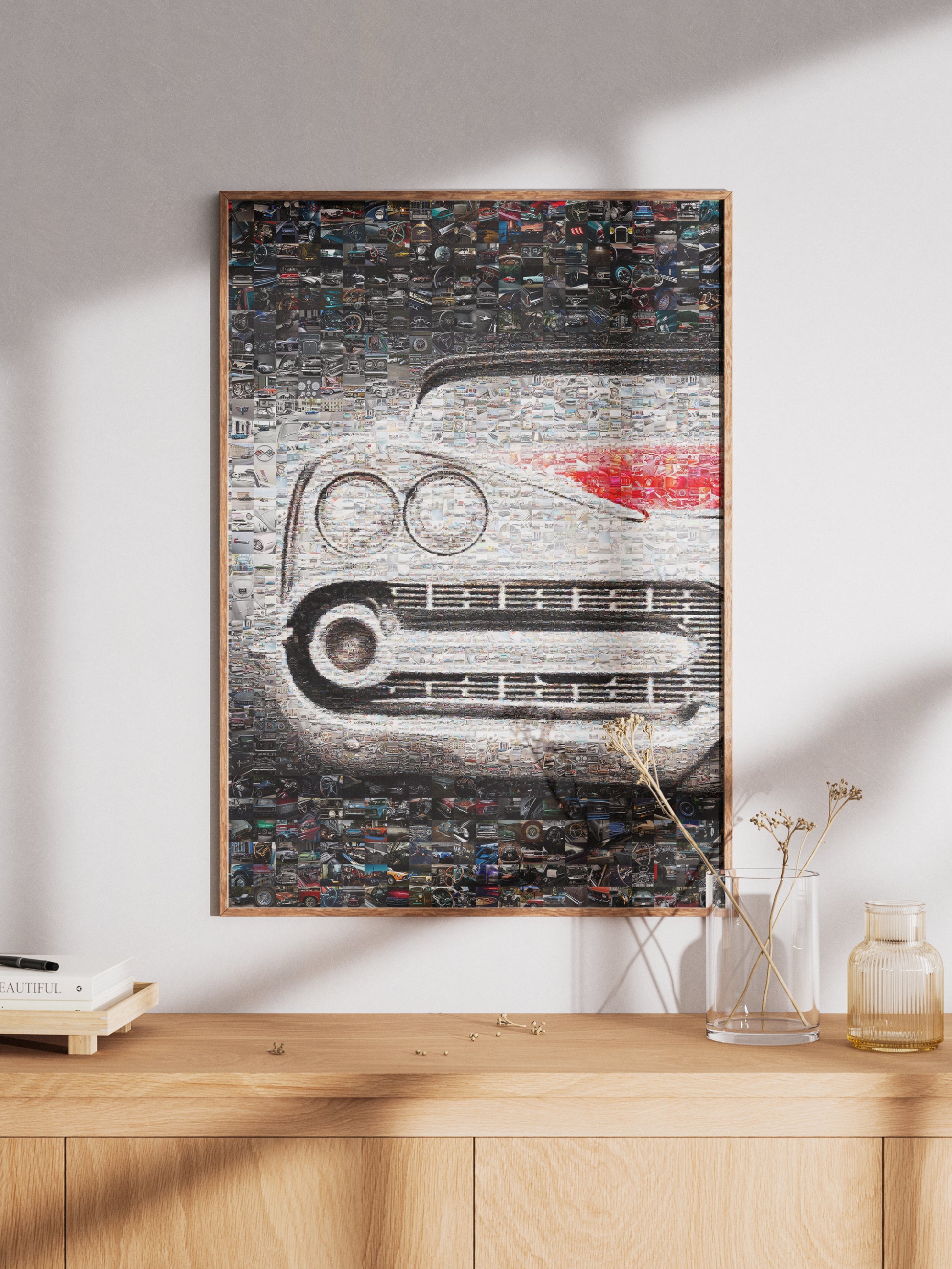 Vintage Car Mosaic Artwork - Unique Collage of Classic Automotive Treasures for Car Enthusiasts AtelierMosaics