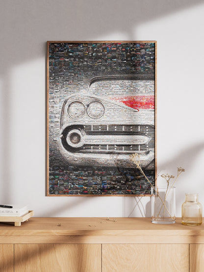 Vintage Car Mosaic Artwork - Unique Collage of Classic Automotive Treasures for Car Enthusiasts AtelierMosaics