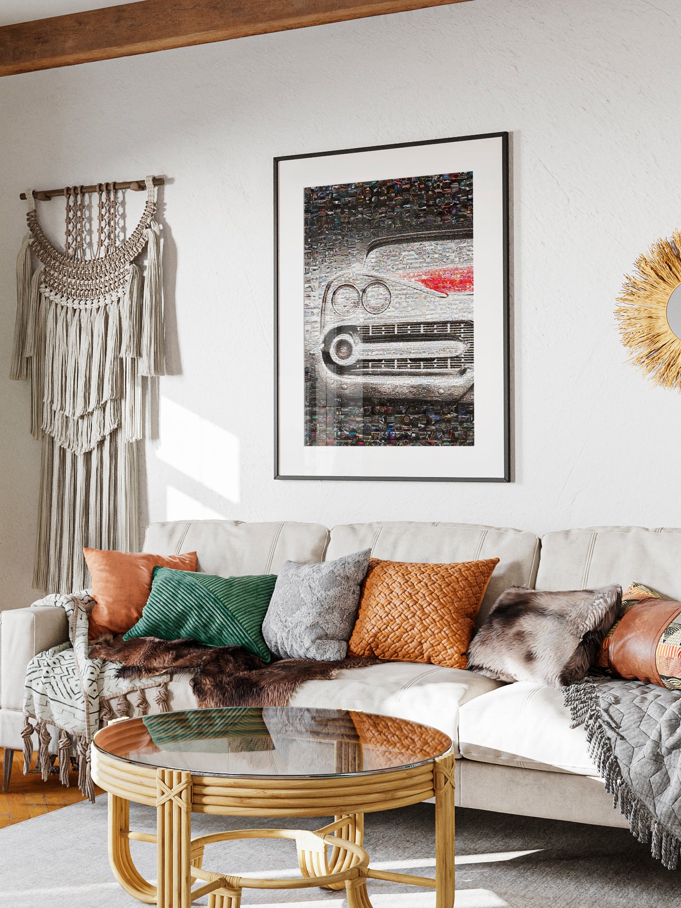 Vintage Car Mosaic Artwork - Unique Collage of Classic Automotive Treasures for Car Enthusiasts AtelierMosaics