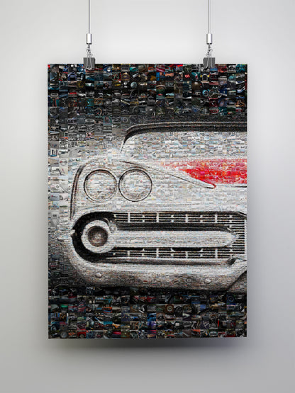 Vintage Car Mosaic Artwork - Unique Collage of Classic Automotive Treasures for Car Enthusiasts AtelierMosaics