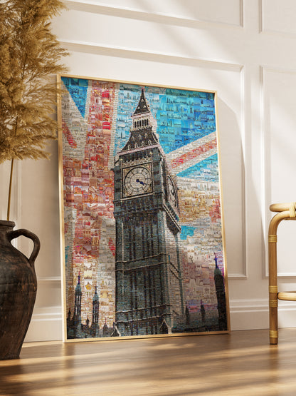 Stunning London Mosaic Art Featuring Big Ben and Union Jack - Perfect Wall Decor AtelierMosaics