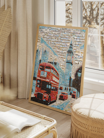 Stunning London Mosaic Art: Iconic Red Bus & Landmark Collage for Home Decor AtelierMosaics