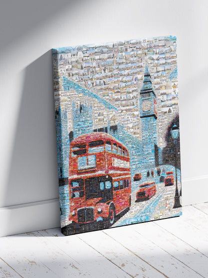 Stunning London Mosaic Art: Iconic Red Bus & Landmark Collage for Home Decor AtelierMosaics