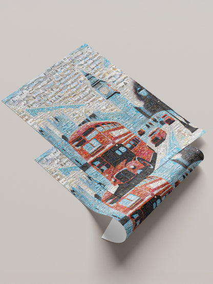 Stunning London Mosaic Art: Iconic Red Bus & Landmark Collage for Home Decor AtelierMosaics