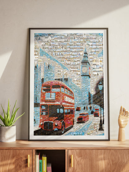 Stunning London Mosaic Art: Iconic Red Bus & Landmark Collage for Home Decor AtelierMosaics