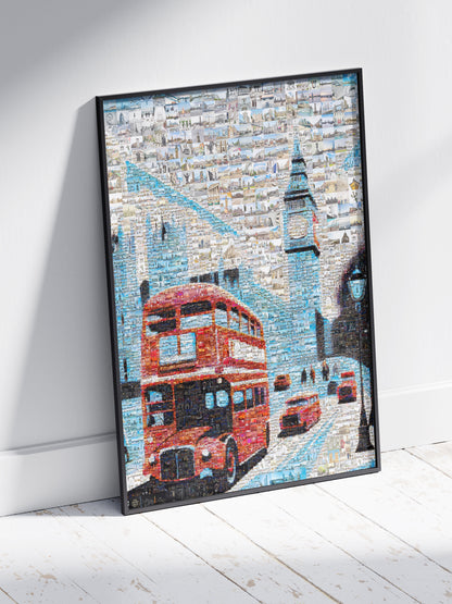 Stunning London Mosaic Art: Iconic Red Bus & Landmark Collage for Home Decor AtelierMosaics