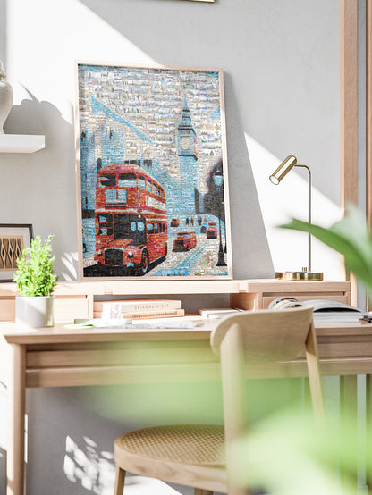 Stunning London Mosaic Art: Iconic Red Bus & Landmark Collage for Home Decor AtelierMosaics