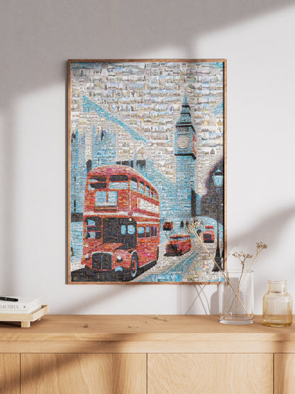 Stunning London Mosaic Art: Iconic Red Bus & Landmark Collage for Home Decor AtelierMosaics