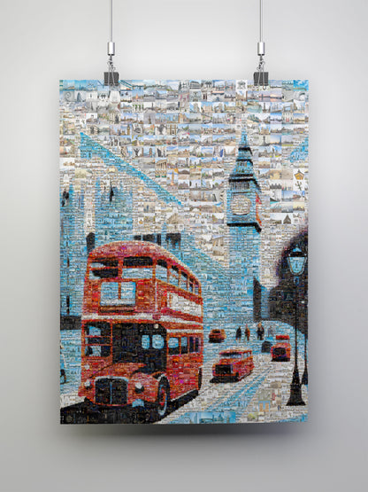 Stunning London Mosaic Art: Iconic Red Bus & Landmark Collage for Home Decor AtelierMosaics