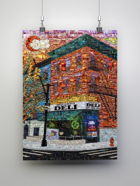 Stunning Mosaic Artwork of a NYC Deli - Colorful Urban Street Scene Art for Home Decor