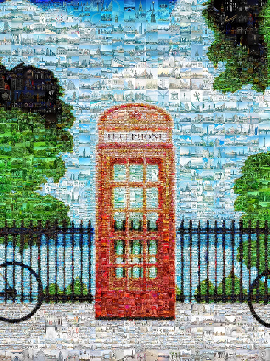 London Mosaic Art: Iconic Red Telephone Box in Stunning Detail | Unique Wall Decor AtelierMosaics
