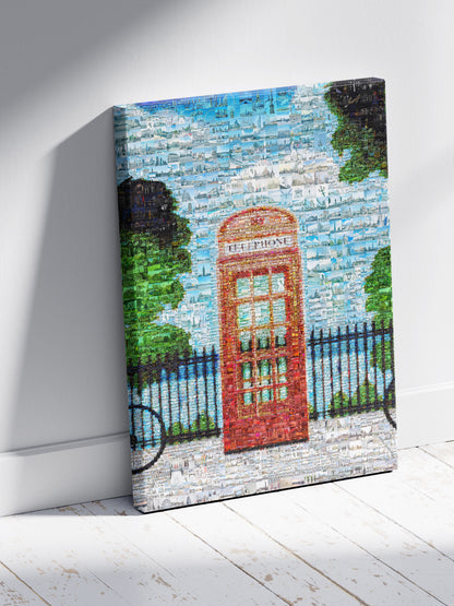 London Mosaic Art: Iconic Red Telephone Box in Stunning Detail | Unique Wall Decor AtelierMosaics
