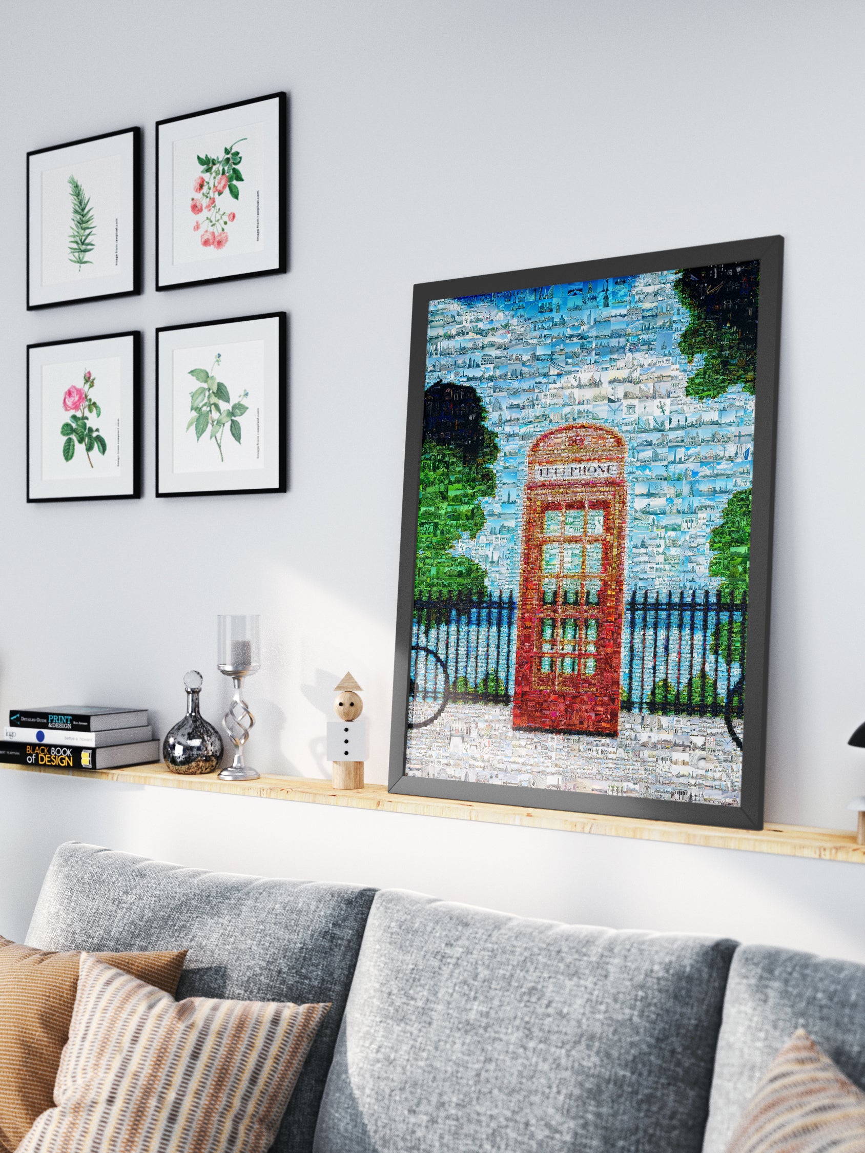 London Mosaic Art: Iconic Red Telephone Box in Stunning Detail | Unique Wall Decor AtelierMosaics