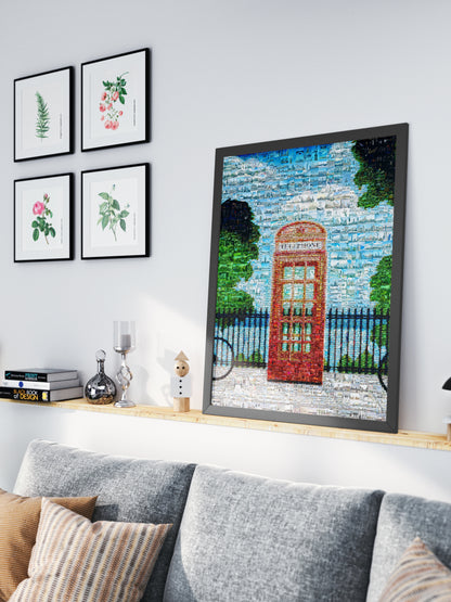 London Mosaic Art: Iconic Red Telephone Box in Stunning Detail | Unique Wall Decor AtelierMosaics
