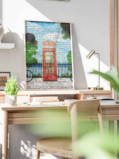 London Mosaic Art: Iconic Red Telephone Box in Stunning Detail | Unique Wall Decor AtelierMosaics