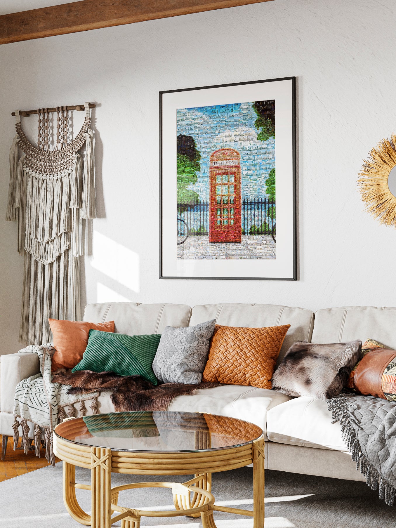 London Mosaic Art: Iconic Red Telephone Box in Stunning Detail | Unique Wall Decor AtelierMosaics