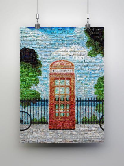 London Mosaic Art: Iconic Red Telephone Box in Stunning Detail | Unique Wall Decor AtelierMosaics