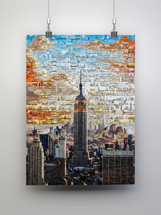 Stunning New York City Mosaic Art - Iconic Skyline & Cultural Collage for Home Decor