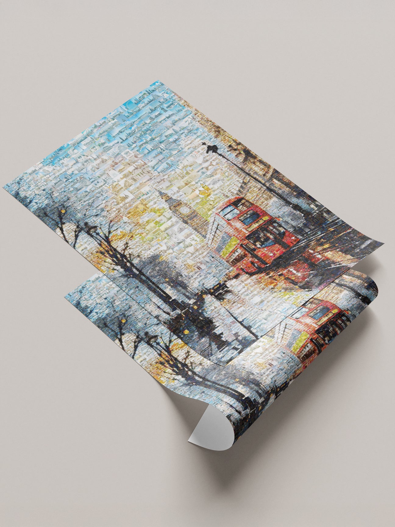 Stunning London Mosaic Artwork Featuring Iconic Landmarks and Red Double-Decker Bus AtelierMosaics