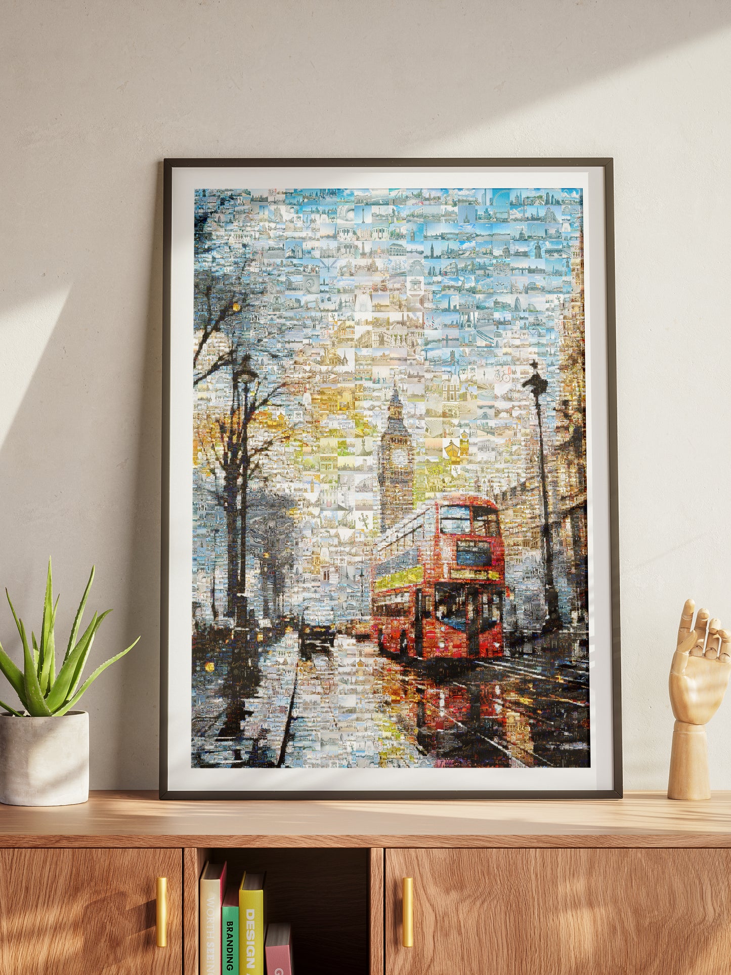 Stunning London Mosaic Artwork Featuring Iconic Landmarks and Red Double-Decker Bus AtelierMosaics