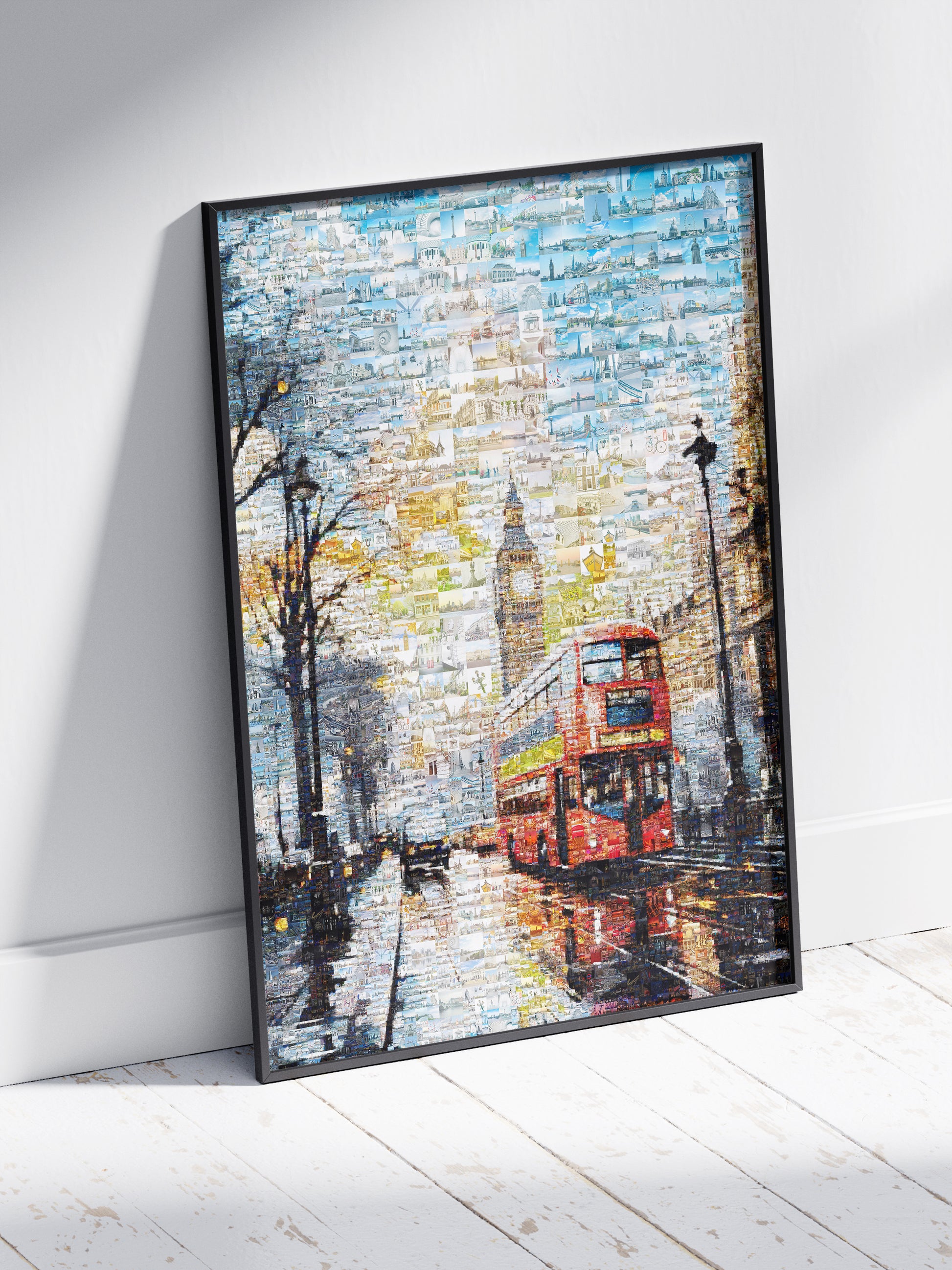 Stunning London Mosaic Artwork Featuring Iconic Landmarks and Red Double-Decker Bus AtelierMosaics