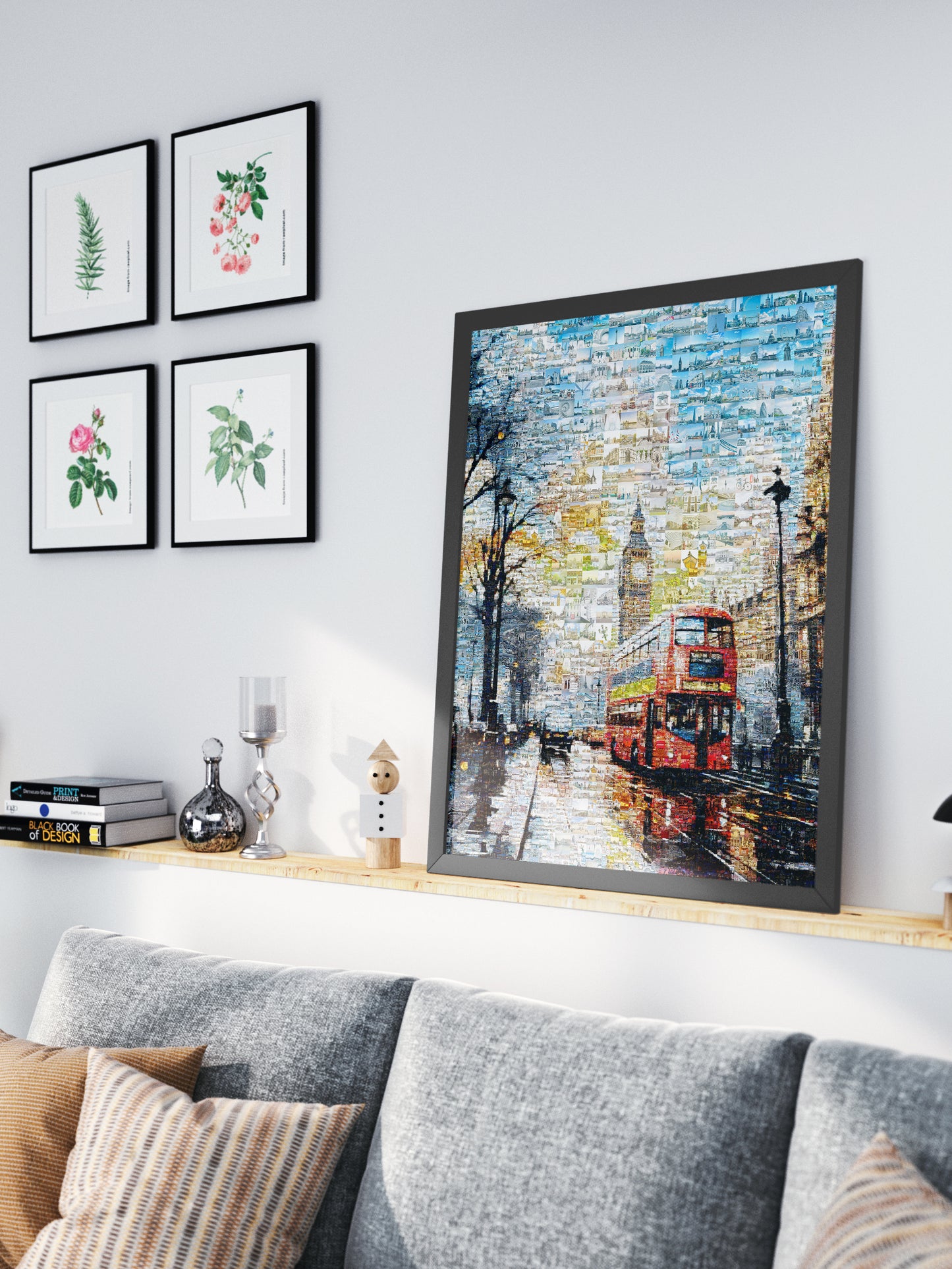 Stunning London Mosaic Artwork Featuring Iconic Landmarks and Red Double-Decker Bus AtelierMosaics