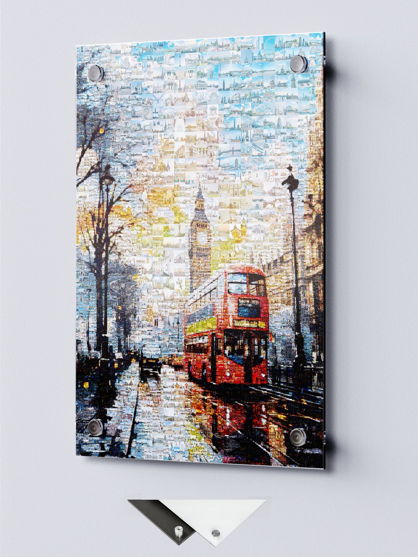 Stunning London Mosaic Artwork Featuring Iconic Landmarks and Red Double-Decker Bus AtelierMosaics