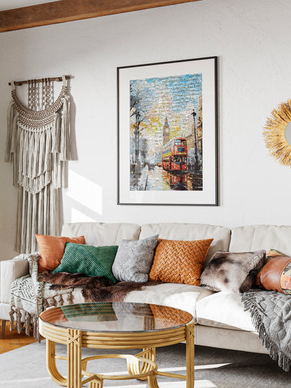 Stunning London Mosaic Artwork Featuring Iconic Landmarks and Red Double-Decker Bus AtelierMosaics