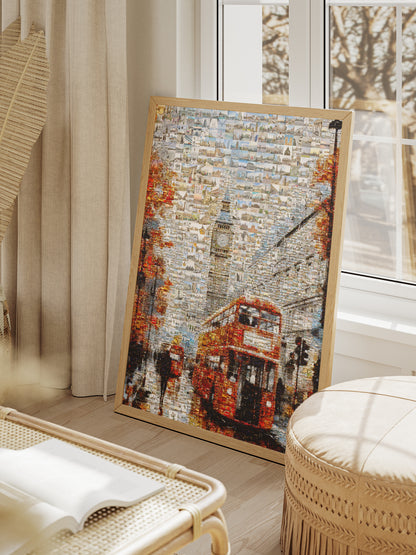 Stunning London Mosaic Artwork - Iconic Red Bus & Big Ben - Unique Wall Decor for Home or Office AtelierMosaics