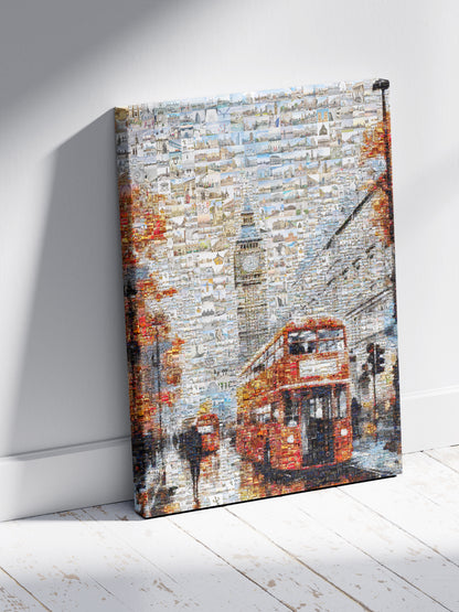 Stunning London Mosaic Artwork - Iconic Red Bus & Big Ben - Unique Wall Decor for Home or Office AtelierMosaics