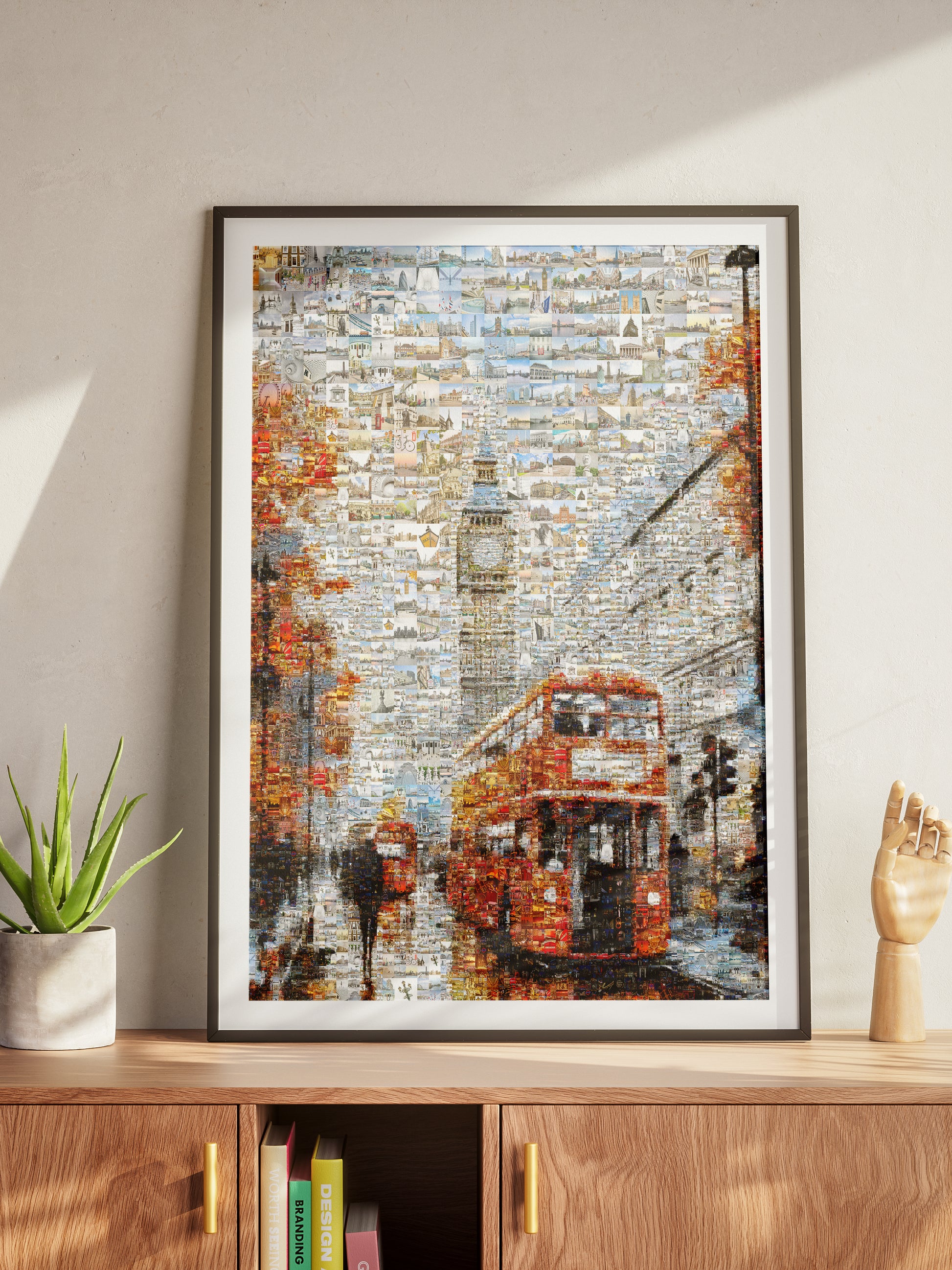 Stunning London Mosaic Artwork - Iconic Red Bus & Big Ben - Unique Wall Decor for Home or Office AtelierMosaics