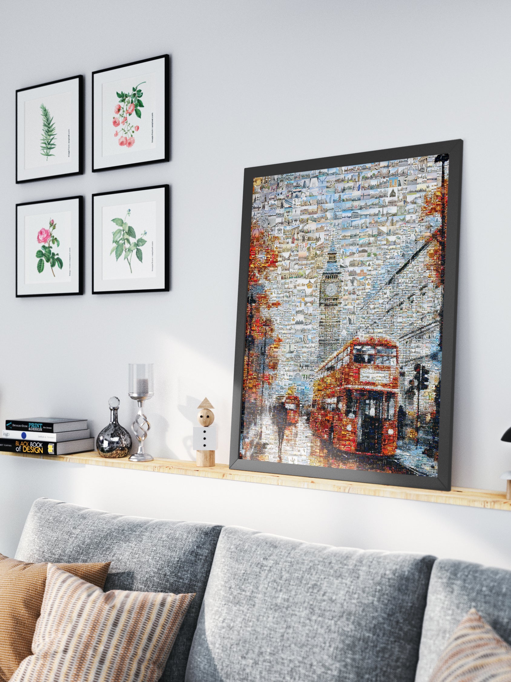 Stunning London Mosaic Artwork - Iconic Red Bus & Big Ben - Unique Wall Decor for Home or Office AtelierMosaics