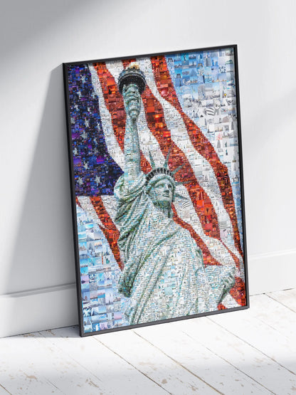 Stunning Mosaic Artwork of the Statue of Liberty and American Flag - Perfect for Home or Office Decor AtelierMosaics