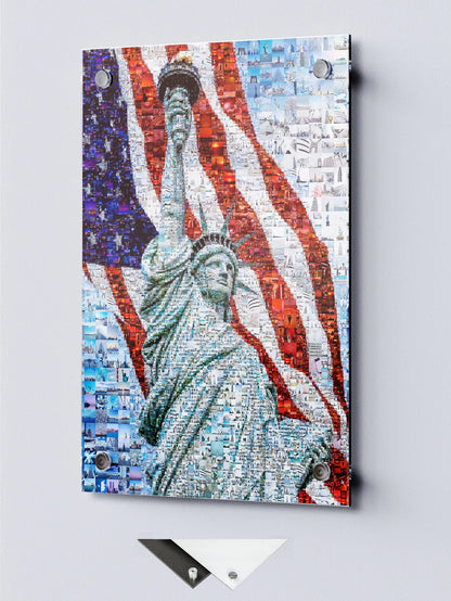 Stunning Mosaic Artwork of the Statue of Liberty and American Flag - Perfect for Home or Office Decor AtelierMosaics