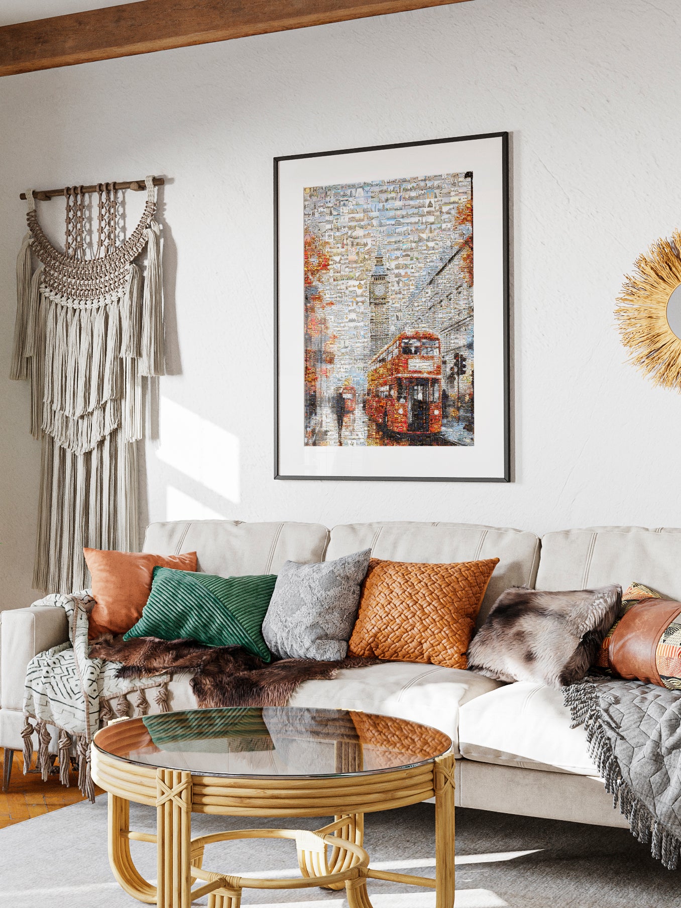 Stunning London Mosaic Artwork - Iconic Red Bus & Big Ben - Unique Wall Decor for Home or Office AtelierMosaics