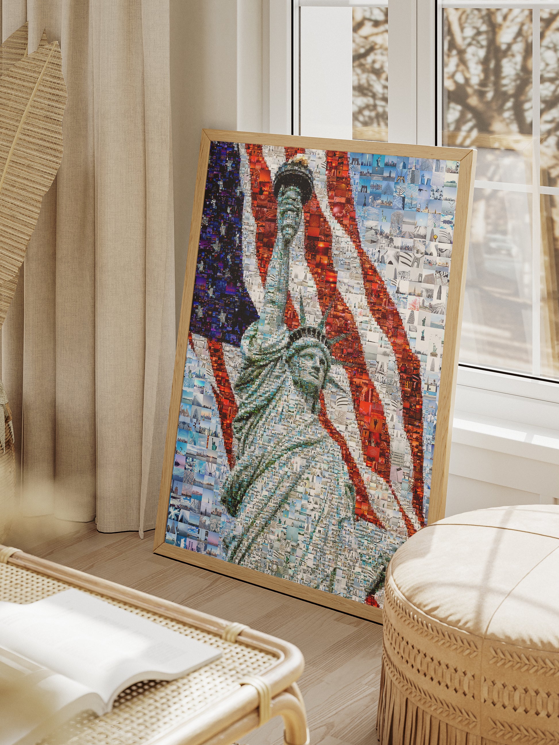 Stunning Mosaic Artwork of the Statue of Liberty and American Flag - Perfect for Home or Office Decor AtelierMosaics