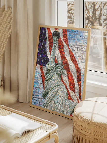 Stunning Mosaic Artwork of the Statue of Liberty and American Flag - Perfect for Home or Office Decor AtelierMosaics