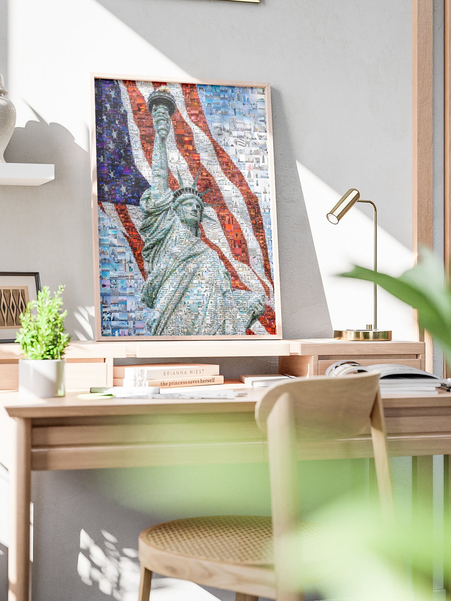 Stunning Mosaic Artwork of the Statue of Liberty and American Flag - Perfect for Home or Office Decor AtelierMosaics