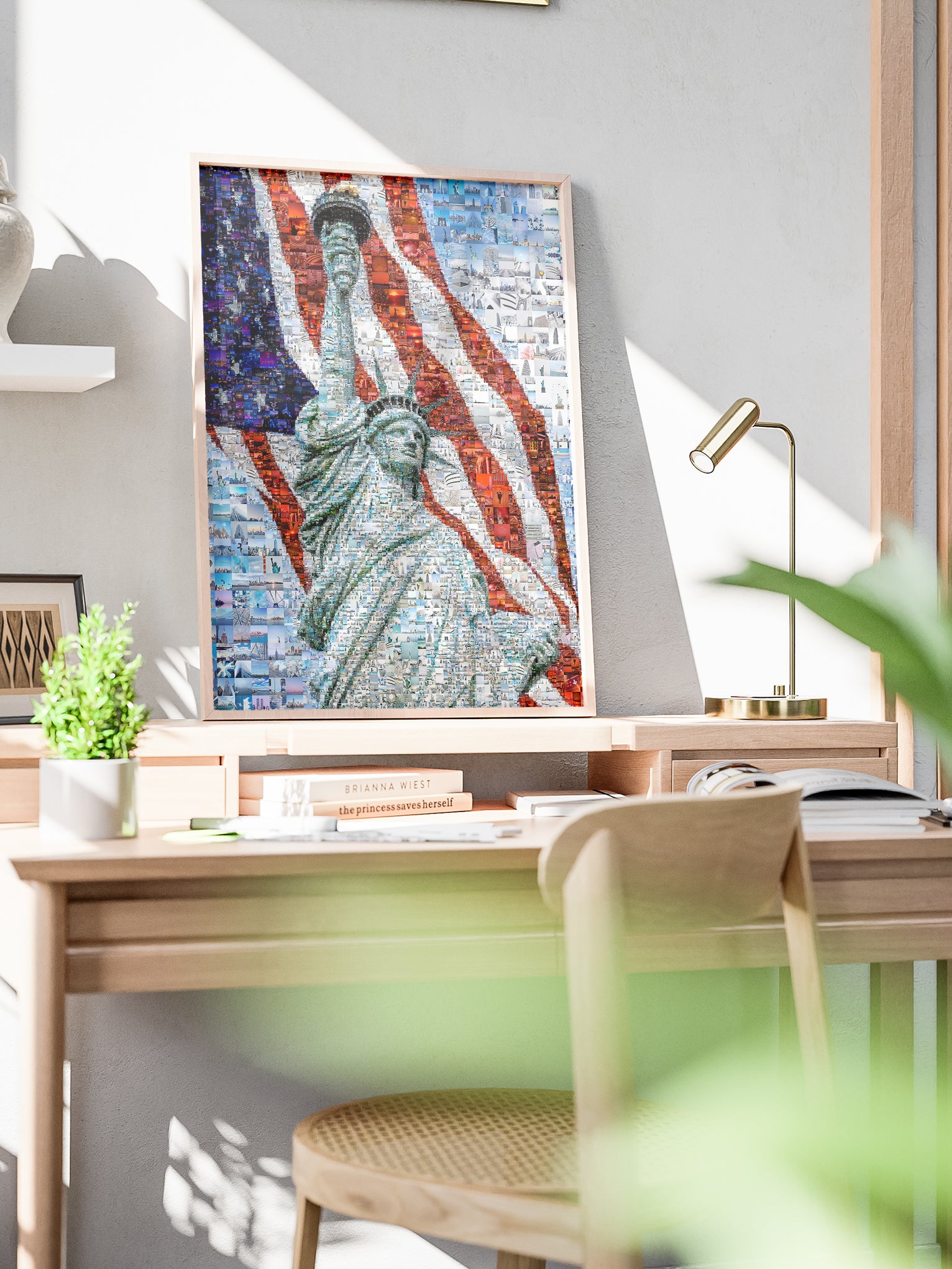 Stunning Mosaic Artwork of the Statue of Liberty and American Flag - Perfect for Home or Office Decor AtelierMosaics