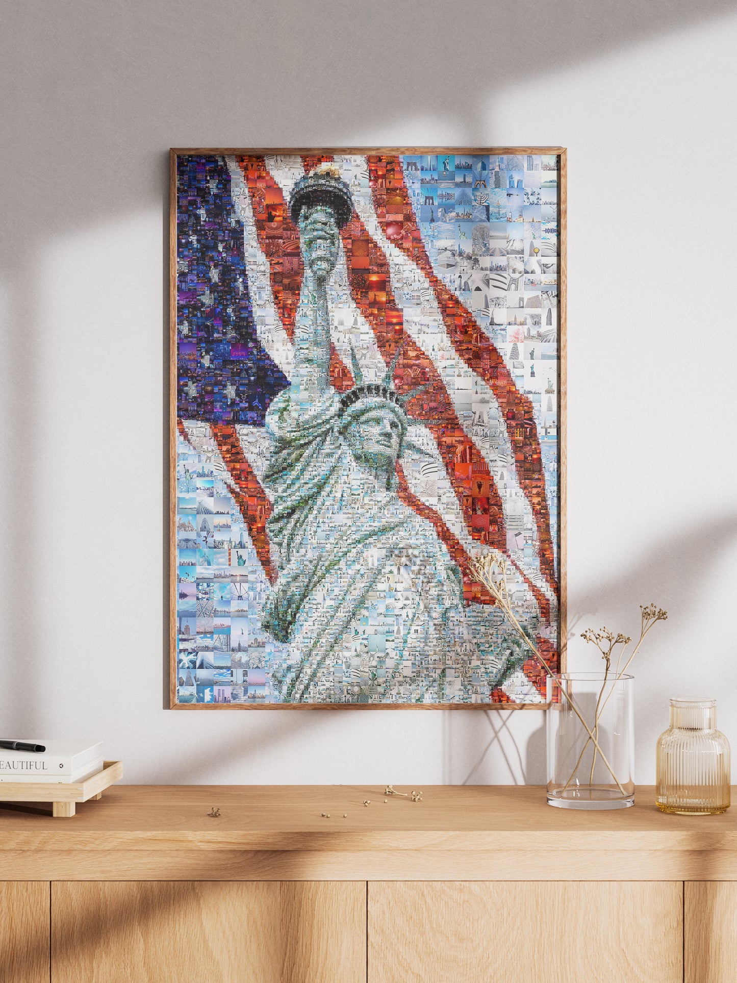 Stunning Mosaic Artwork of the Statue of Liberty and American Flag - Perfect for Home or Office Decor AtelierMosaics