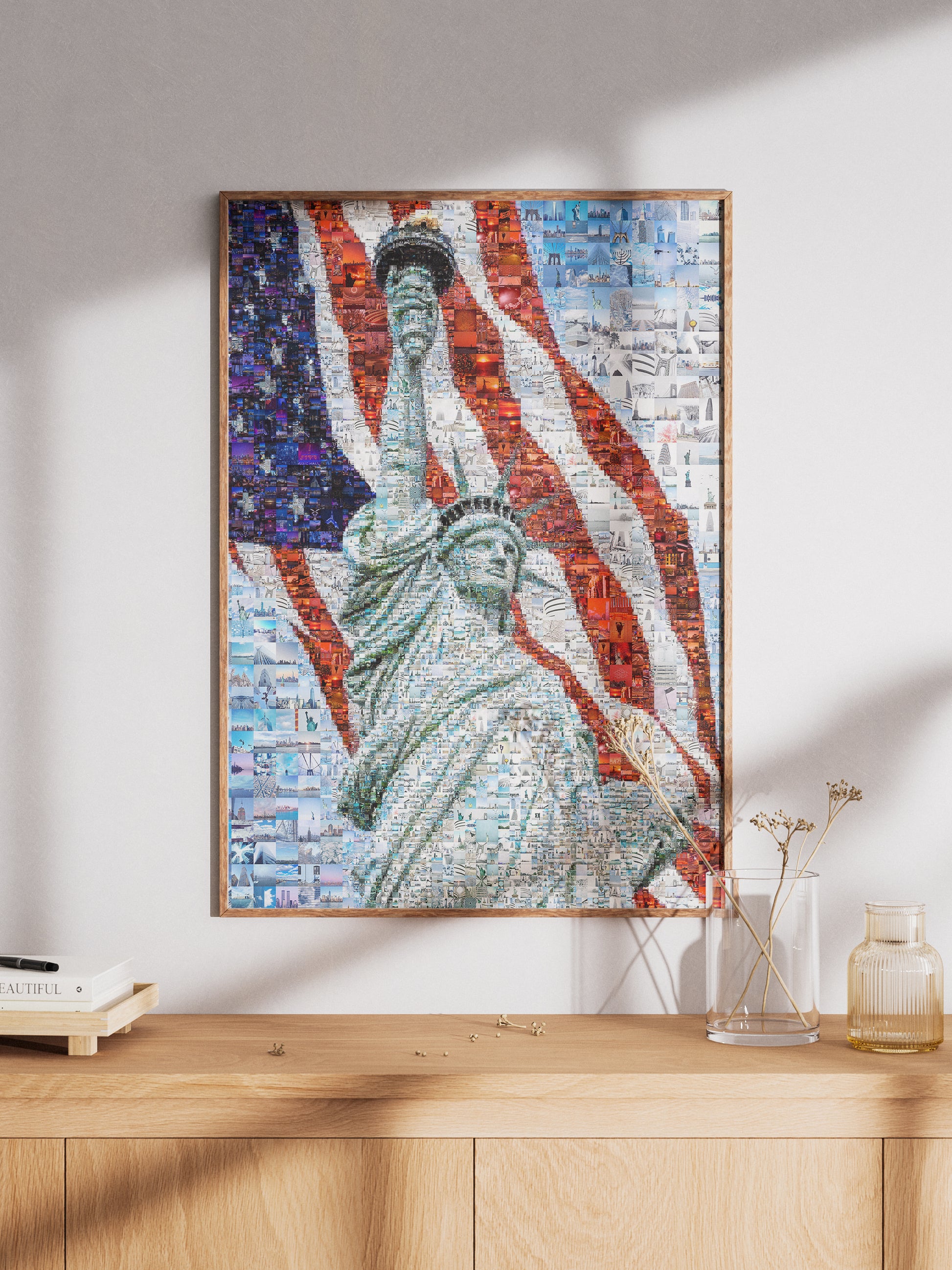 Stunning Mosaic Artwork of the Statue of Liberty and American Flag - Perfect for Home or Office Decor AtelierMosaics
