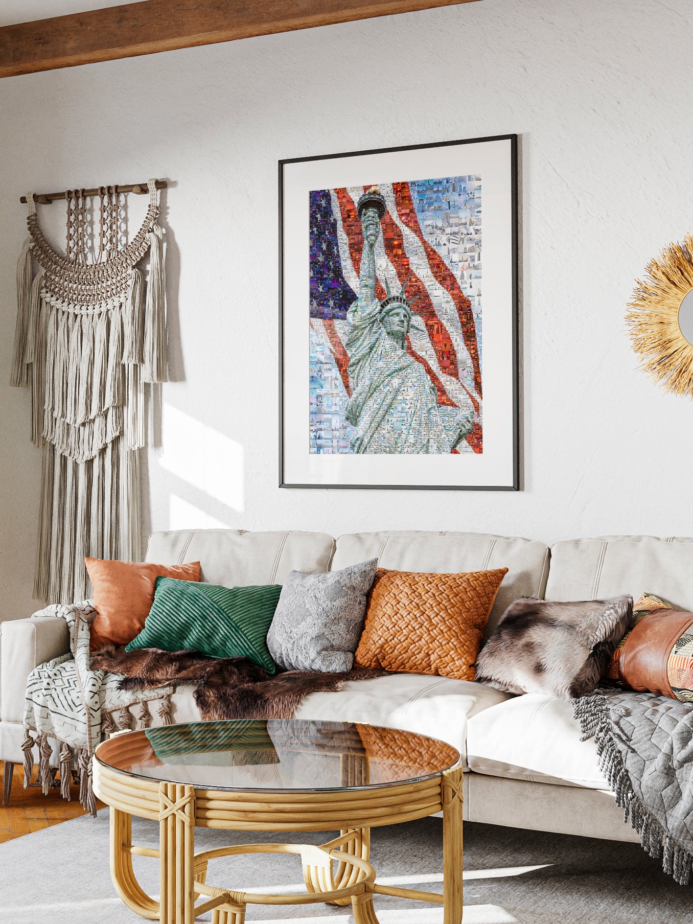 Stunning Mosaic Artwork of the Statue of Liberty and American Flag - Perfect for Home or Office Decor AtelierMosaics