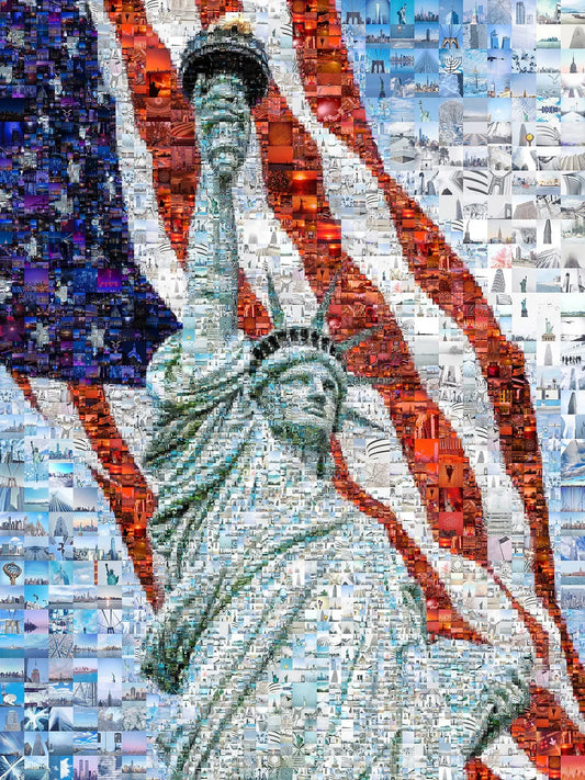 Stunning Mosaic Artwork of the Statue of Liberty and American Flag - Perfect for Home or Office Decor AtelierMosaics